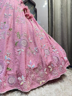 "BLUSH PINK FLORAL EMBROIDERED LEHENGE" image 4