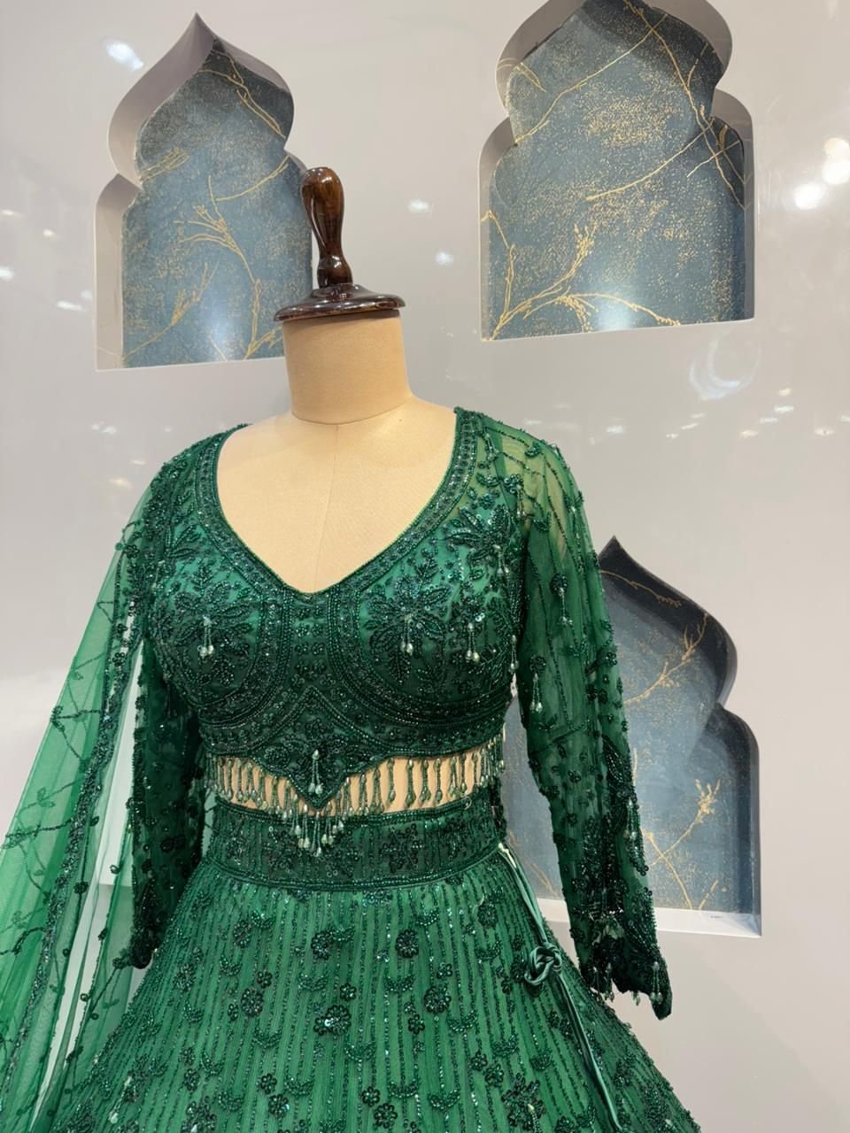"EMERALD ROYALE HEAVY DESIGNER LEHENGA" image 2
