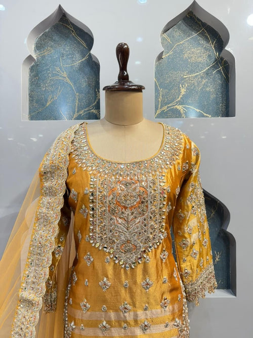 "SUNLIT MUSTARD EMBROIDERED SHARARA" image 1