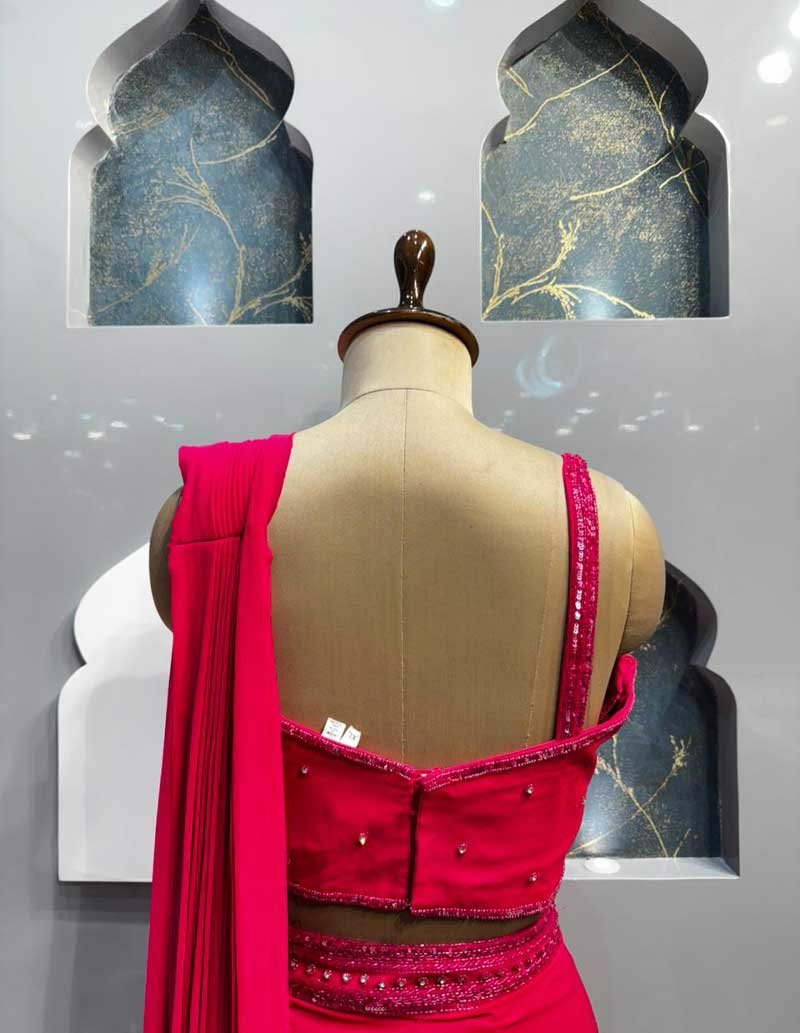 "FUCHSIA GLAMOUR DRAPE SAREE" image 3