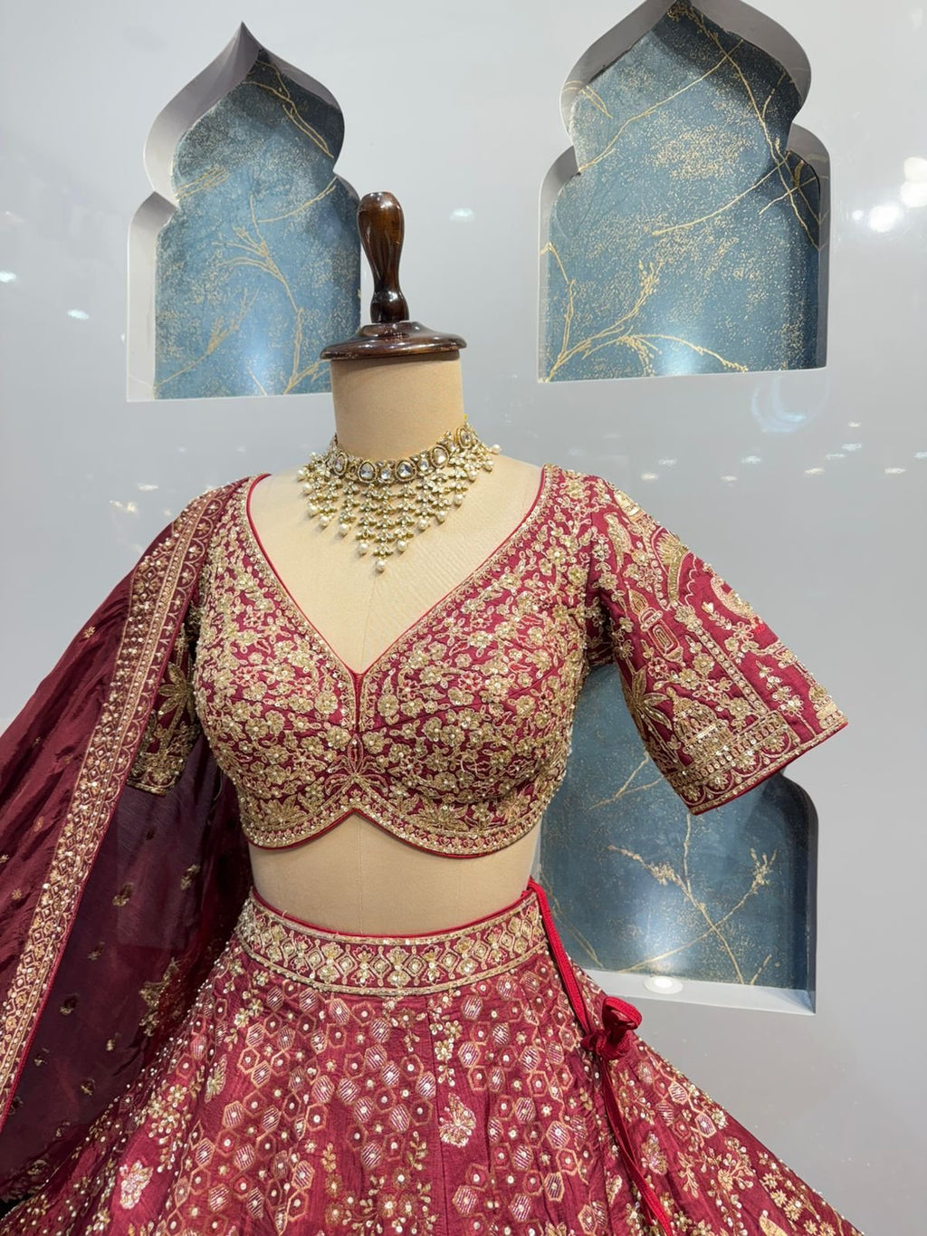 "ROYAL MAROON HERITAGE BRIDAL LEHENGA" image 2