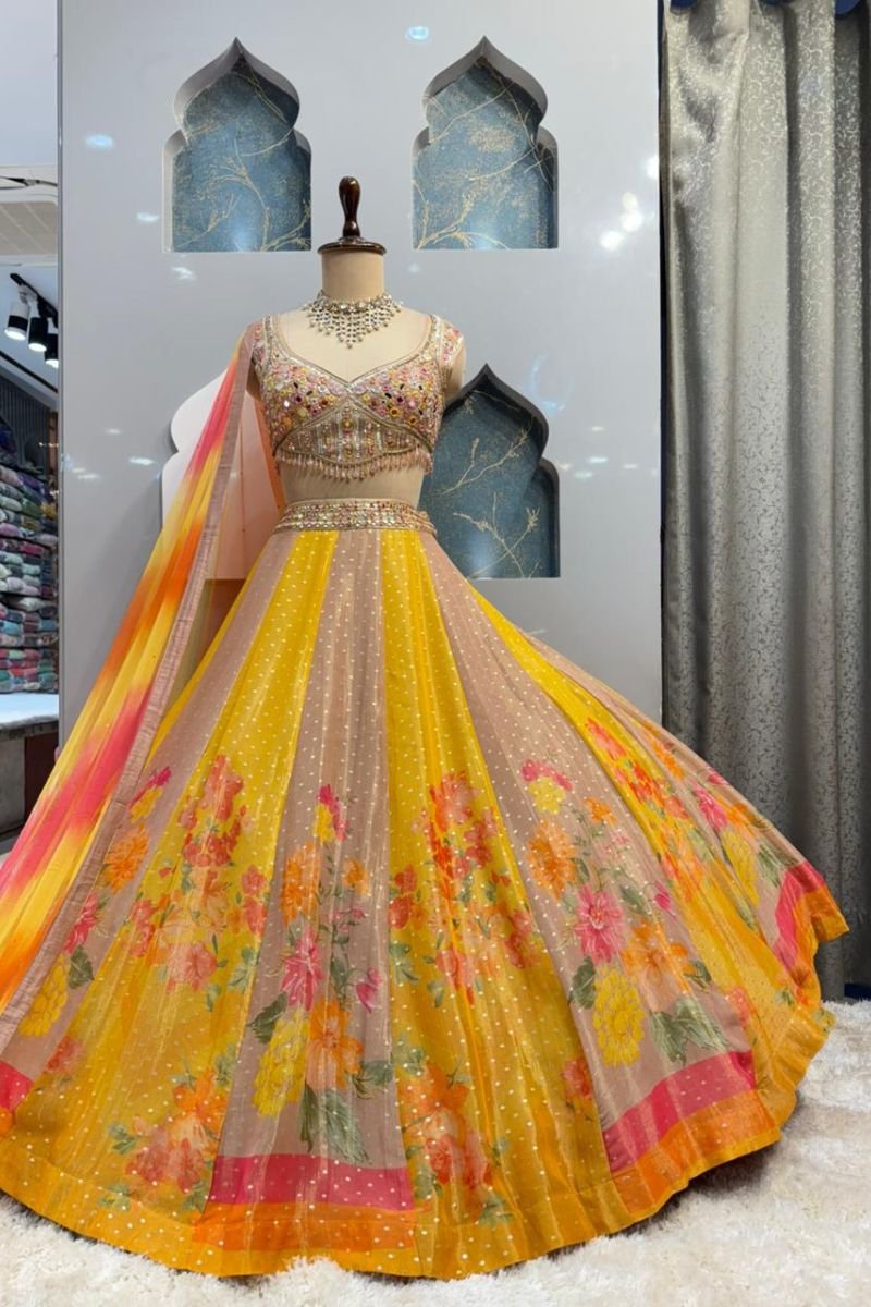 "HALDI GLOW GARDEN LEHENGA" image 4