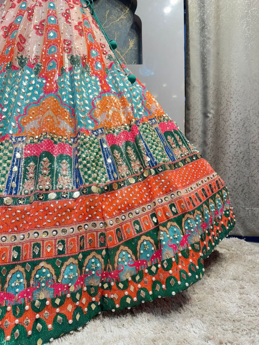 "PASTLE MULTICOLOR BRIDAL LEHENGA" image 3