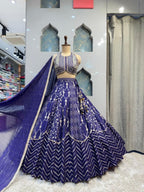 "ROYAL BLUE EMBROIDERED LEHENGA" image 0