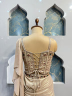 "CHAMPAGNE BEIGE DRAPE SAREE" image 4