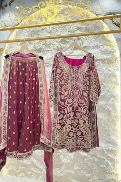 "ROYAL WINE EMBROIDERED SUIT" image 0