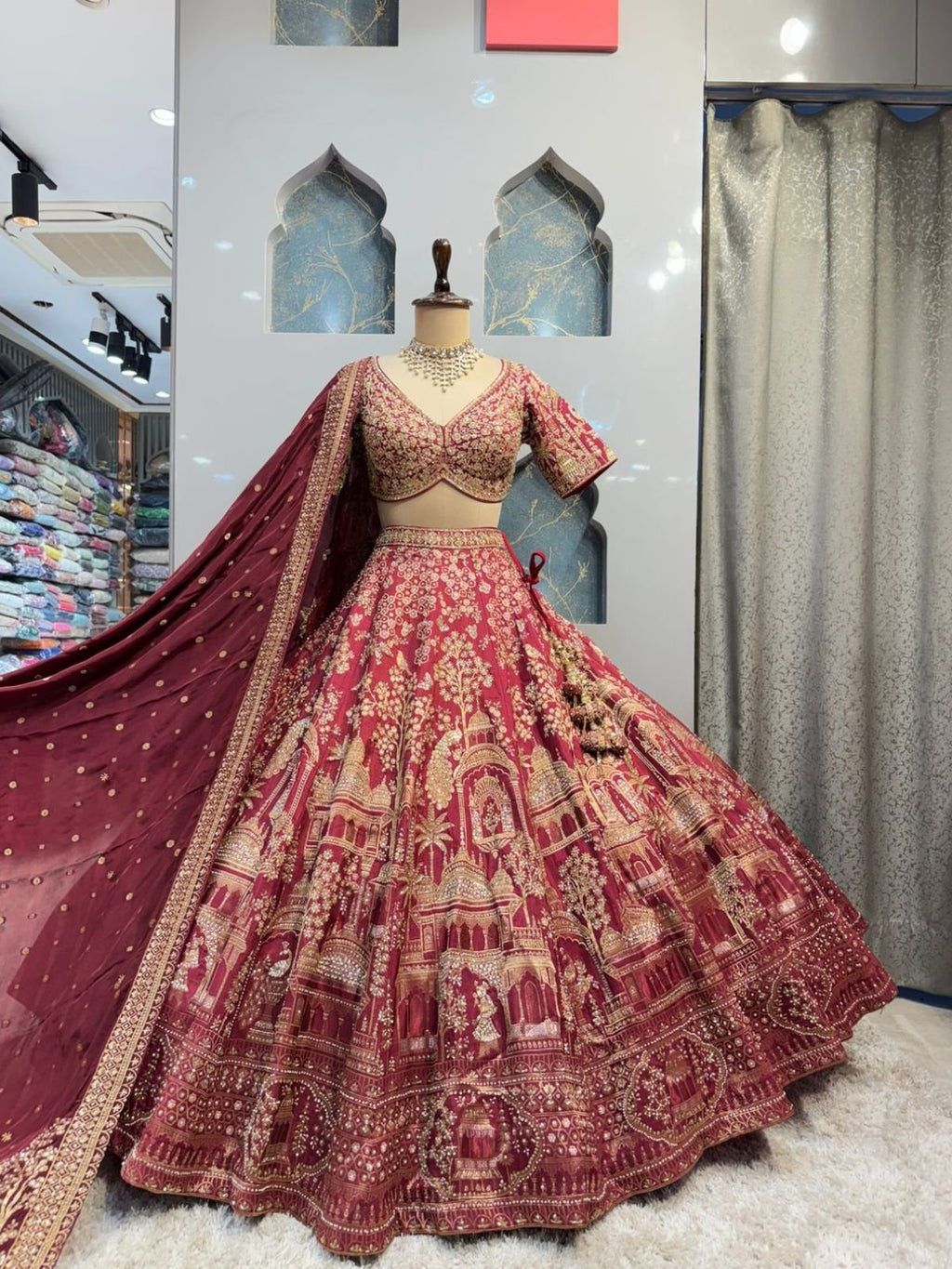 "ROYAL MAROON HERITAGE BRIDAL LEHENGA" image 0