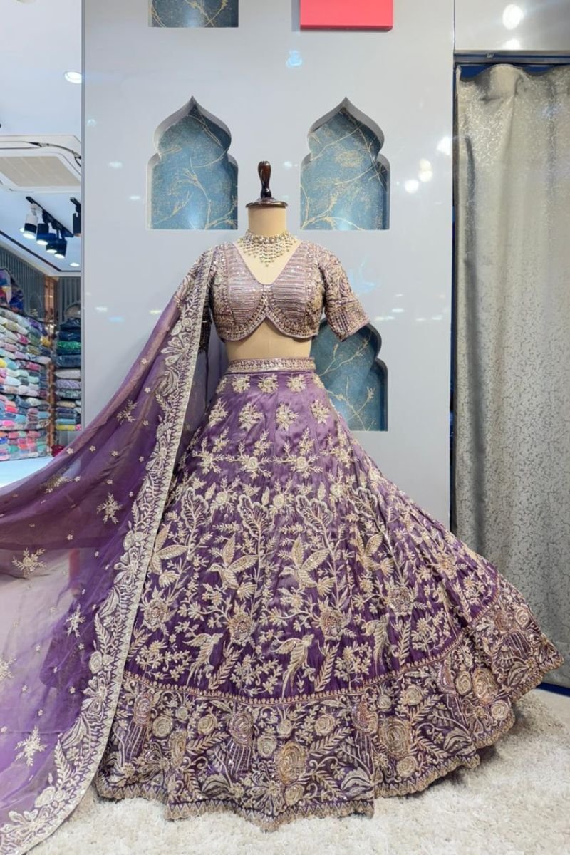 "ROYAL LAVENDER ZARI LEHENGA" image 0