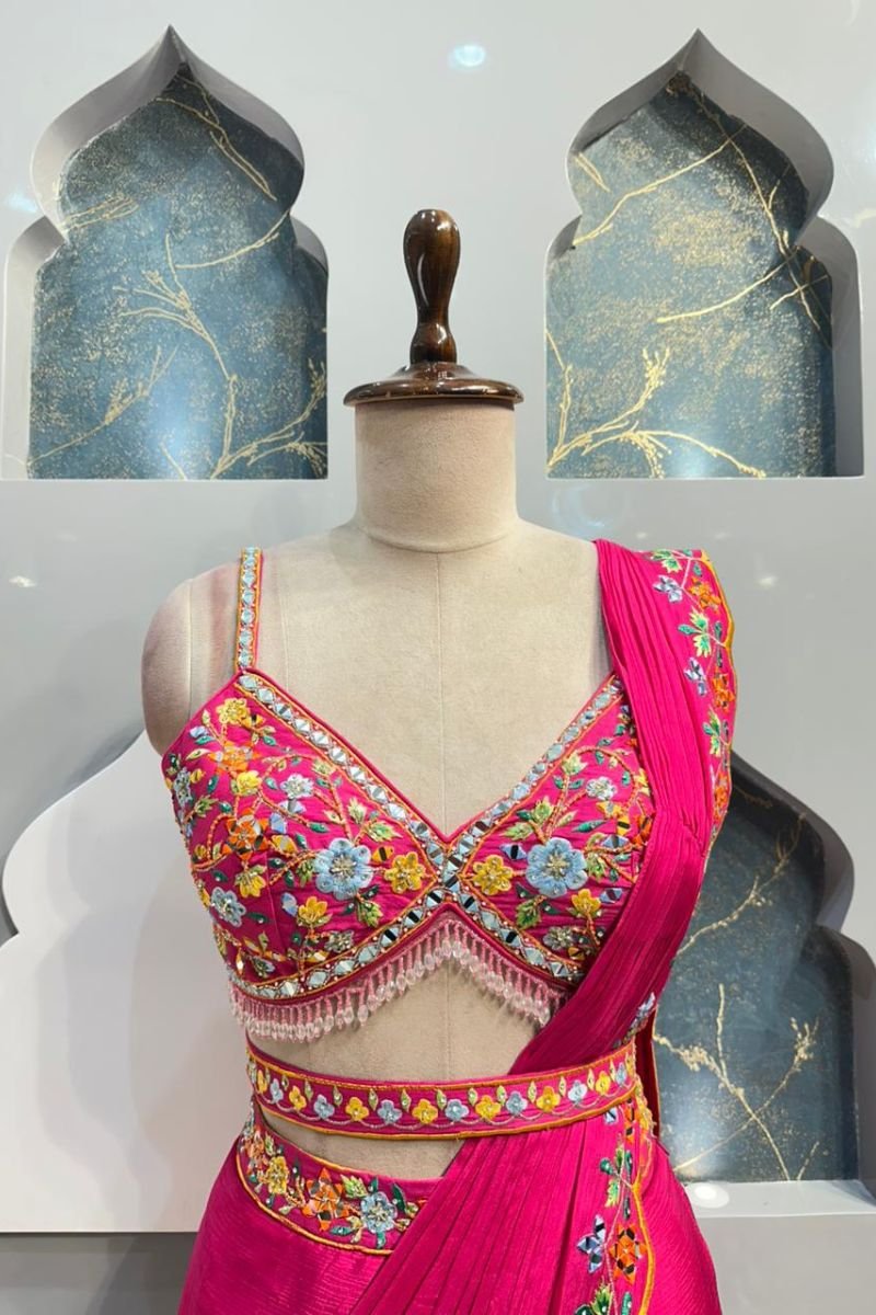 "FUCHSIA BLOOM DRAPE SAREE" image 1