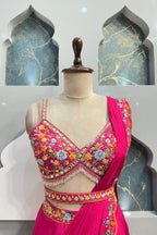 "FUCHSIA BLOOM DRAPE SAREE" image 1