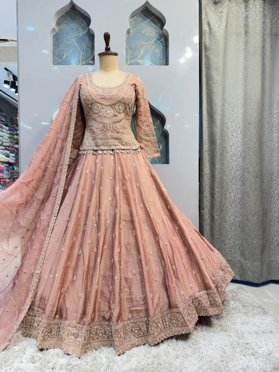 "BLUSH ROYALE EMBROIDERED LEHENGA" image 3