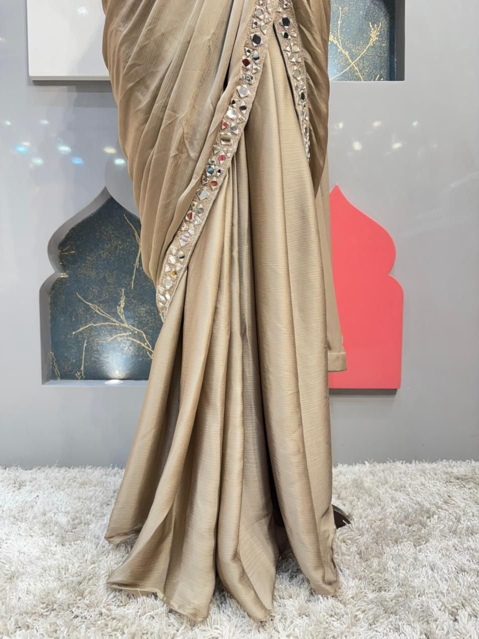 "MOONSTONE MIRROR DRAPE SAREE" image 3