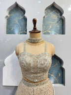 "IVORY & SAGE EMBROIDERED INDO-WESTERN" image 1