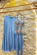 "POWDER BLUE PETAL INDO WESTERN" image 0