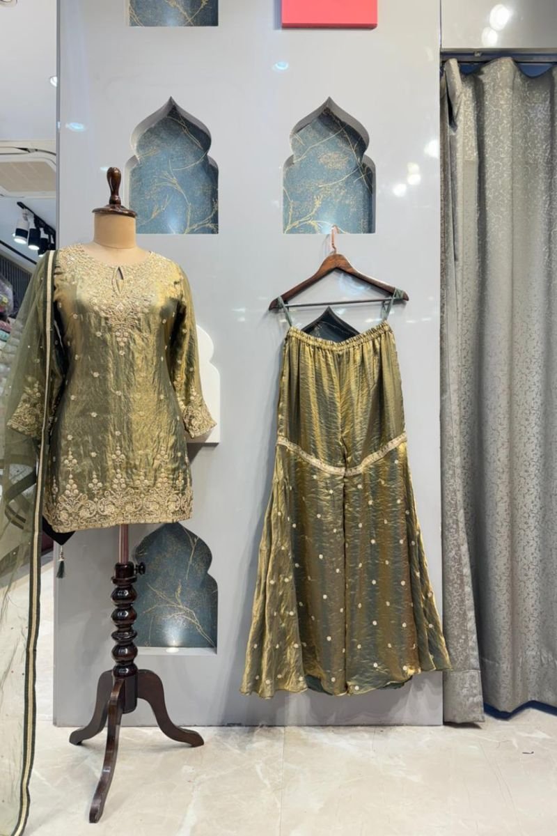 "OLIVE GREEN GARARA SET" image 0