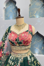 "ROYAL FERN BLOSSOM LEHENGA" image 2