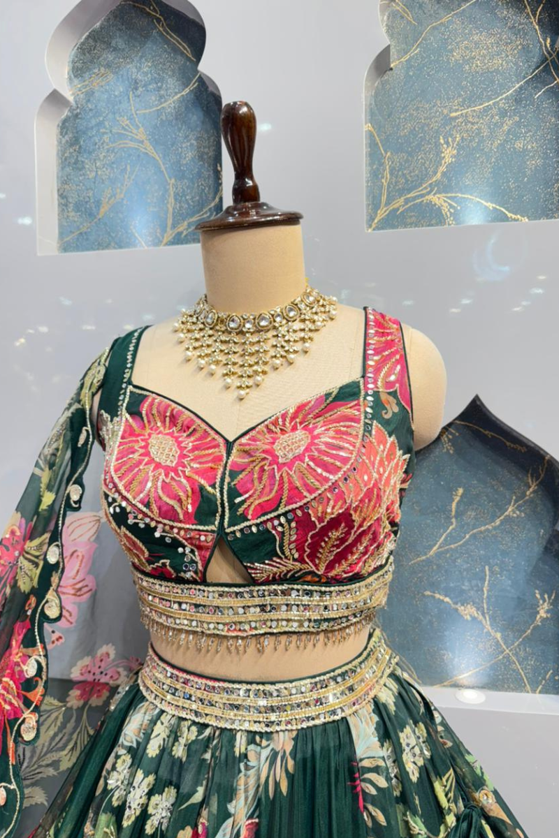 "ROYAL FERN BLOSSOM LEHENGA" image 2