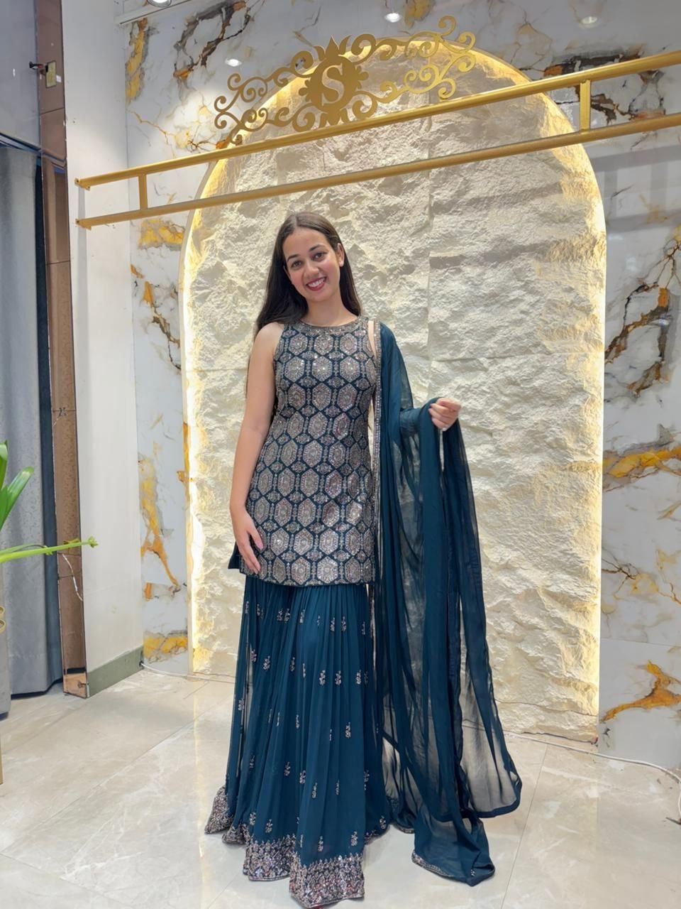 "MIDNIGHT ROYALE EMBELLISHED SHARARA" image 3