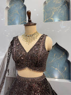 "MIDNIGHT COCOA SPARKLE LEHENGA" image 3