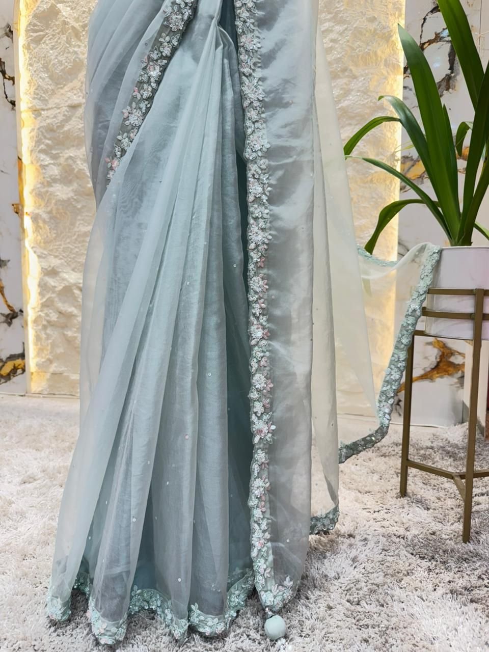 "CELESTIAL AQUA DESIGNER SAREE" image 3