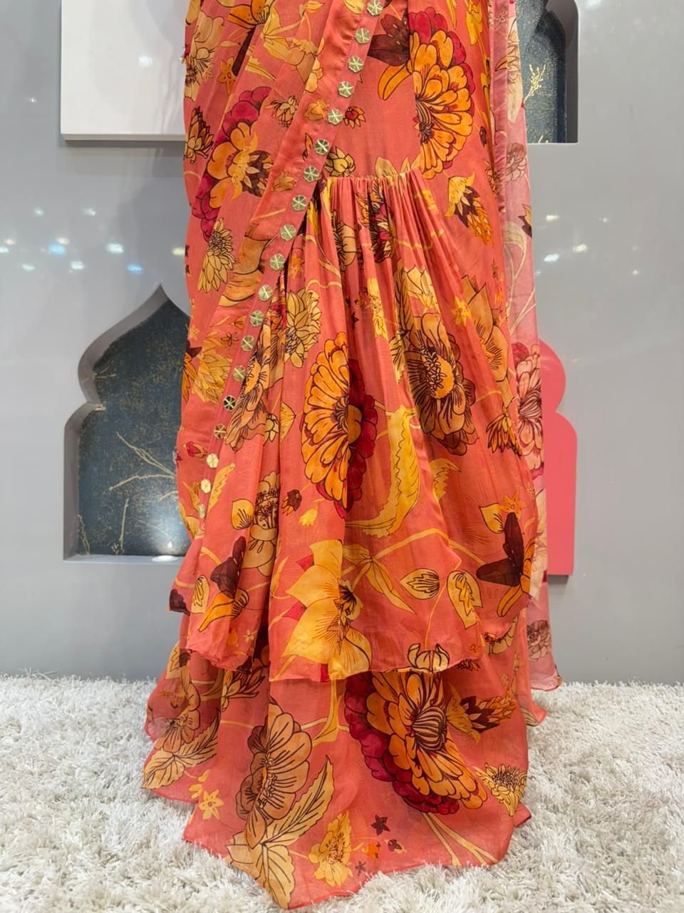 "BLOOMING SUNSET DRAPED SAREE" image 3