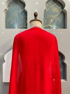 "SCARLET INDO-WESTERN DRAPED SET" image 5