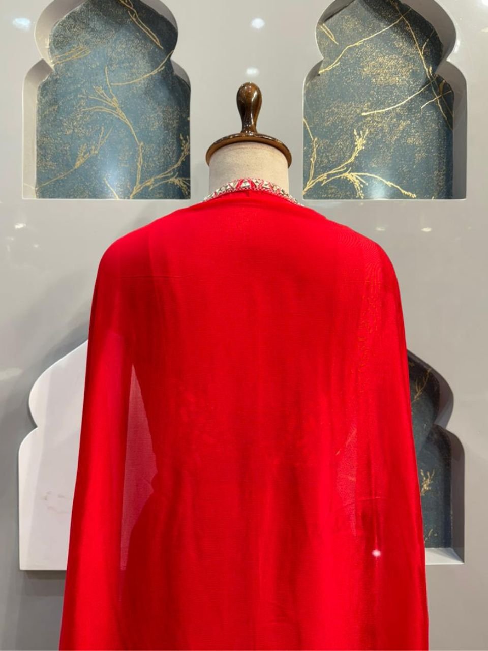 "SCARLET INDO-WESTERN DRAPED SET" image 5