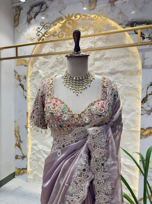 "MAYUVE ROYALE EMBROIDERED DESIGNER SAREE" image 1