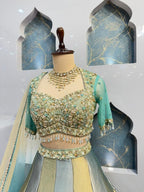 "AQUA GOLD REGAL PANELLED LEHENGA" image 2