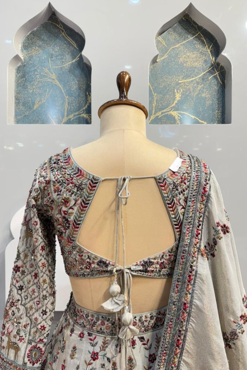 "HEIRLOOM IVORY LEHENGA" image 5