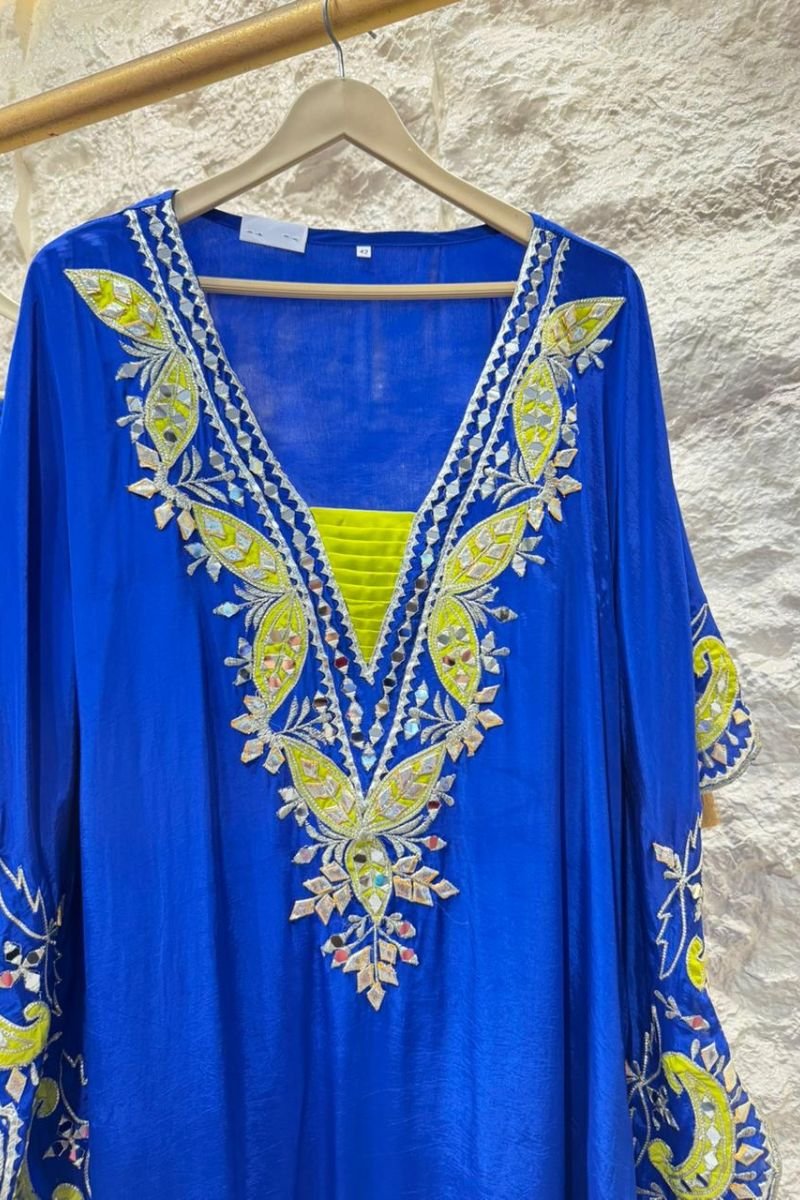 "ROYAL BLUE EMBROIDERED KAFTAN SUIT" image 3