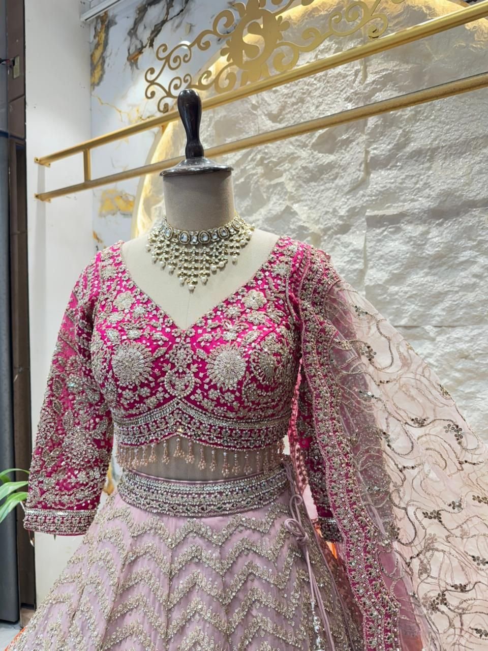 "ROYAL BLUSH PINK HEAVY EMBROIDERED LEHENGA" image 2