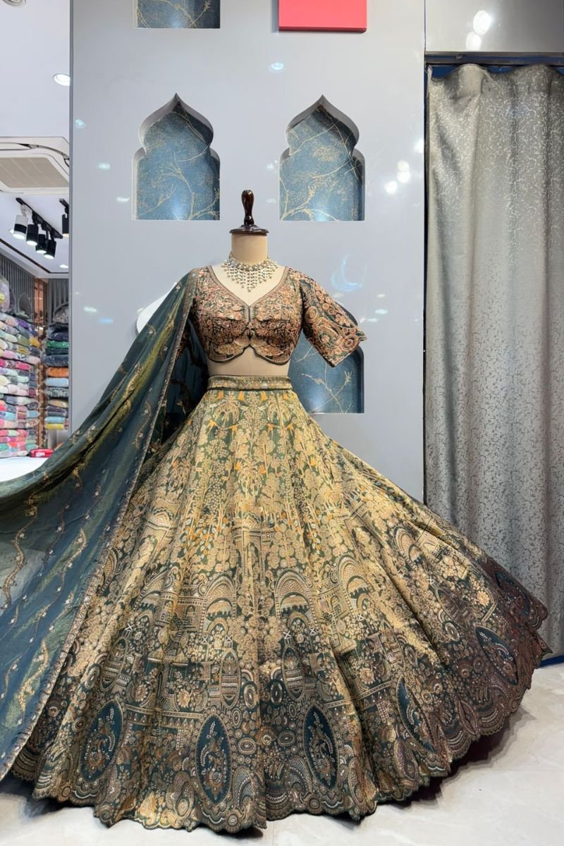 "EMERALD HERITAGE BANARASI LEHENGA" image 0
