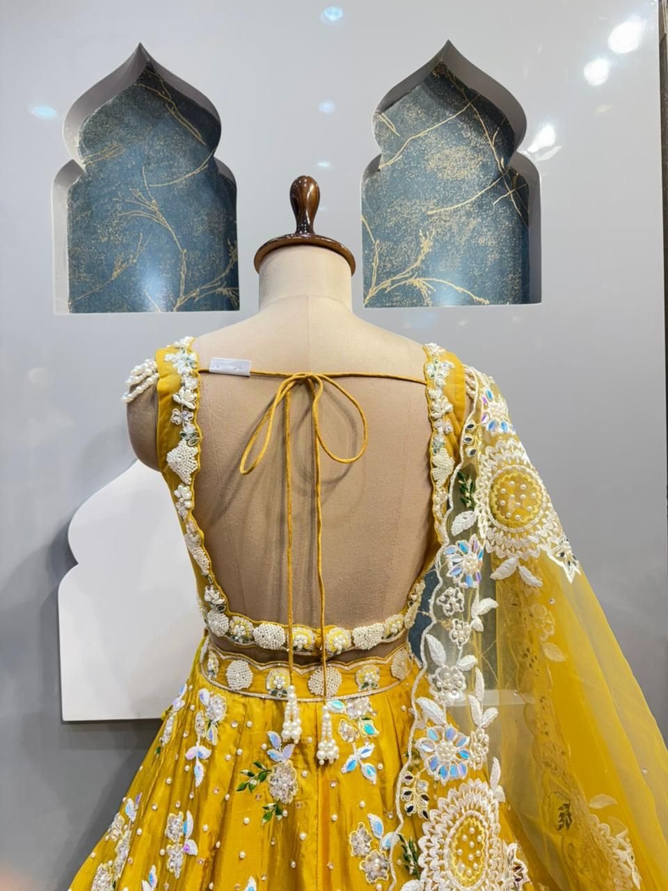 "GOLDEN MARIGOLD FLORAL COUTURE LEHENGA" image 5