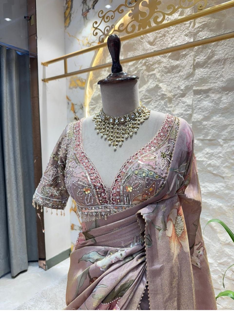 "BLUSH BLOSSOM TISSUE SAREE" image 2