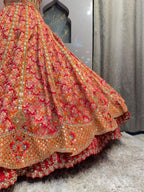 "ROYAL CORAL AND GOLD LEHENGA" image 4