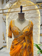 "SUNSET GLOW EMBROIDERED SAREE" image 1
