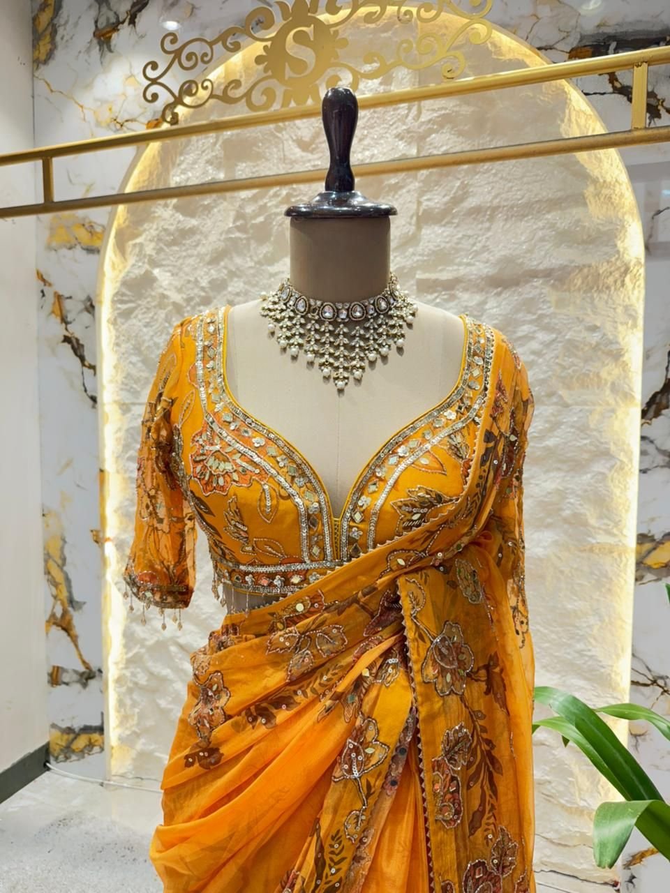 "SUNSET GLOW EMBROIDERED SAREE" image 1