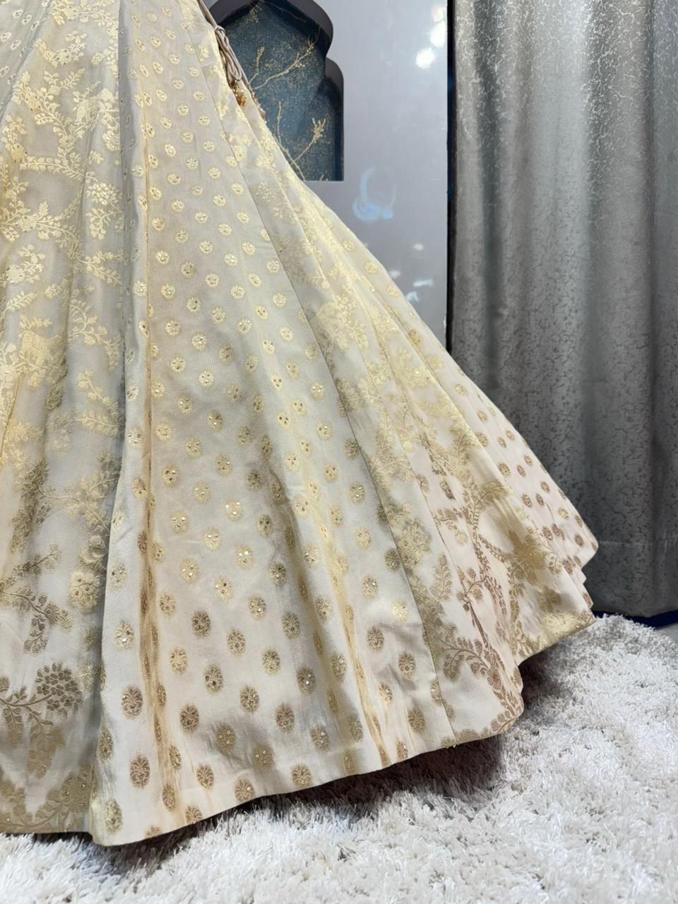 "IVORY MIRROR EMBELLISHED LEHENGA" image 4