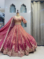 "ROYAL MAGENTA EMBROIDERED LEHENGA" image 3