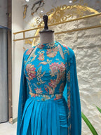 "ROYAL TEAL FUSION DRAPE INDO-WESTERN" image 2