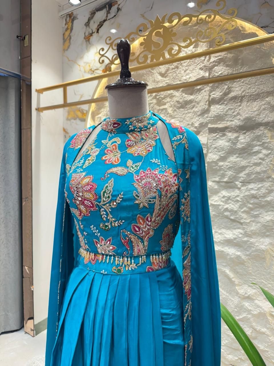 "ROYAL TEAL FUSION DRAPE INDO-WESTERN" image 2