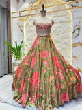"OLIVE BLOOM COUTURE LEHENGA" image 0