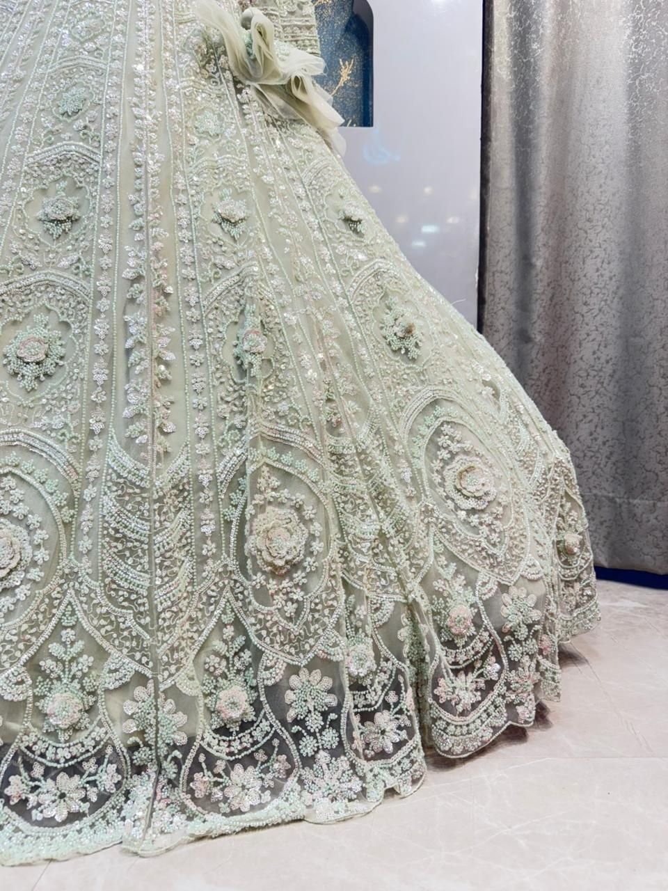 "MINT ELEGANCE EMBROIDERED LEHENGA" image 4