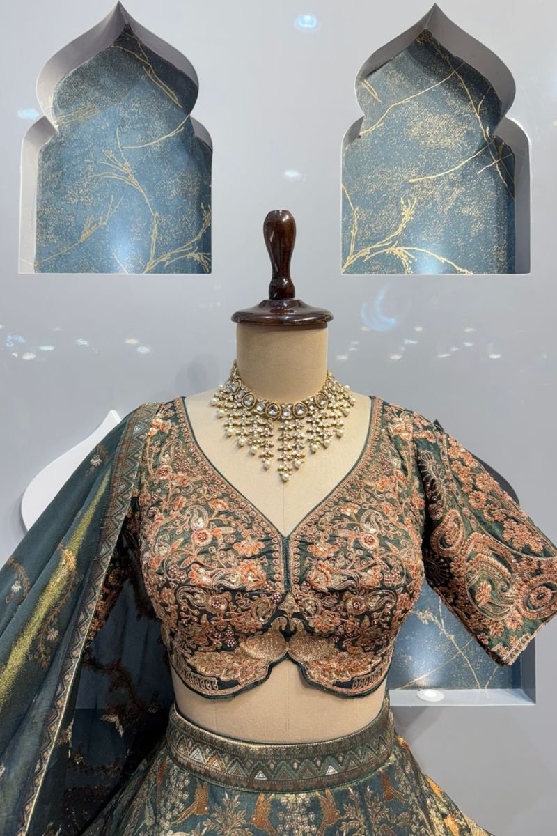 "EMERALD HERITAGE BANARASI LEHENGA" image 1