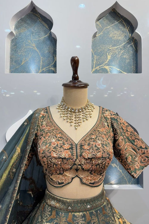 "EMERALD HERITAGE BANARASI LEHENGA" image 1