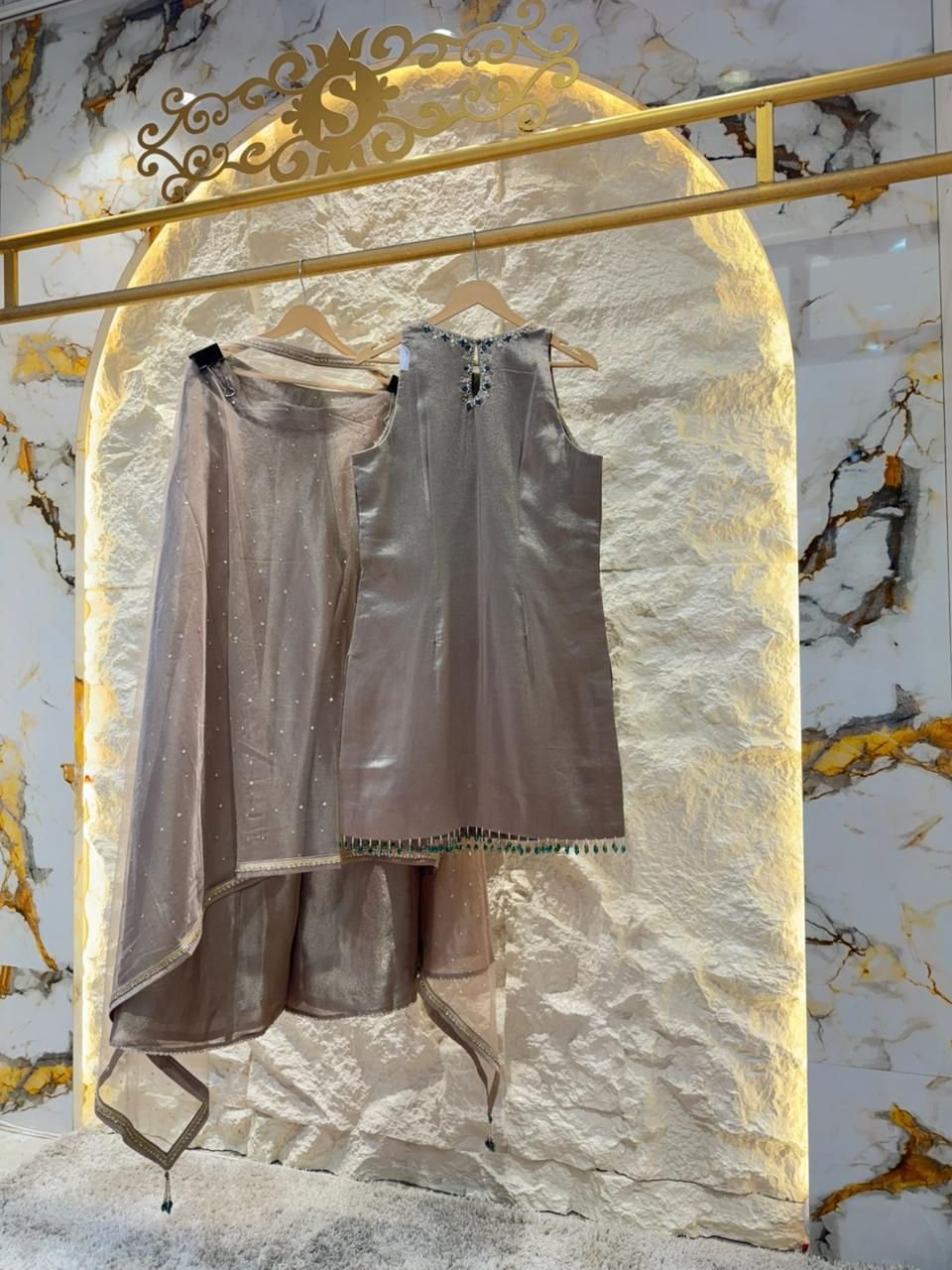 "MOON STONE GLOW EMBELLISHED SHARARA" image 4