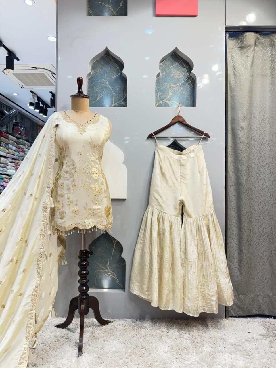 "IVORY ELEGANCE EMBROIDERED SHARARA" image 0
