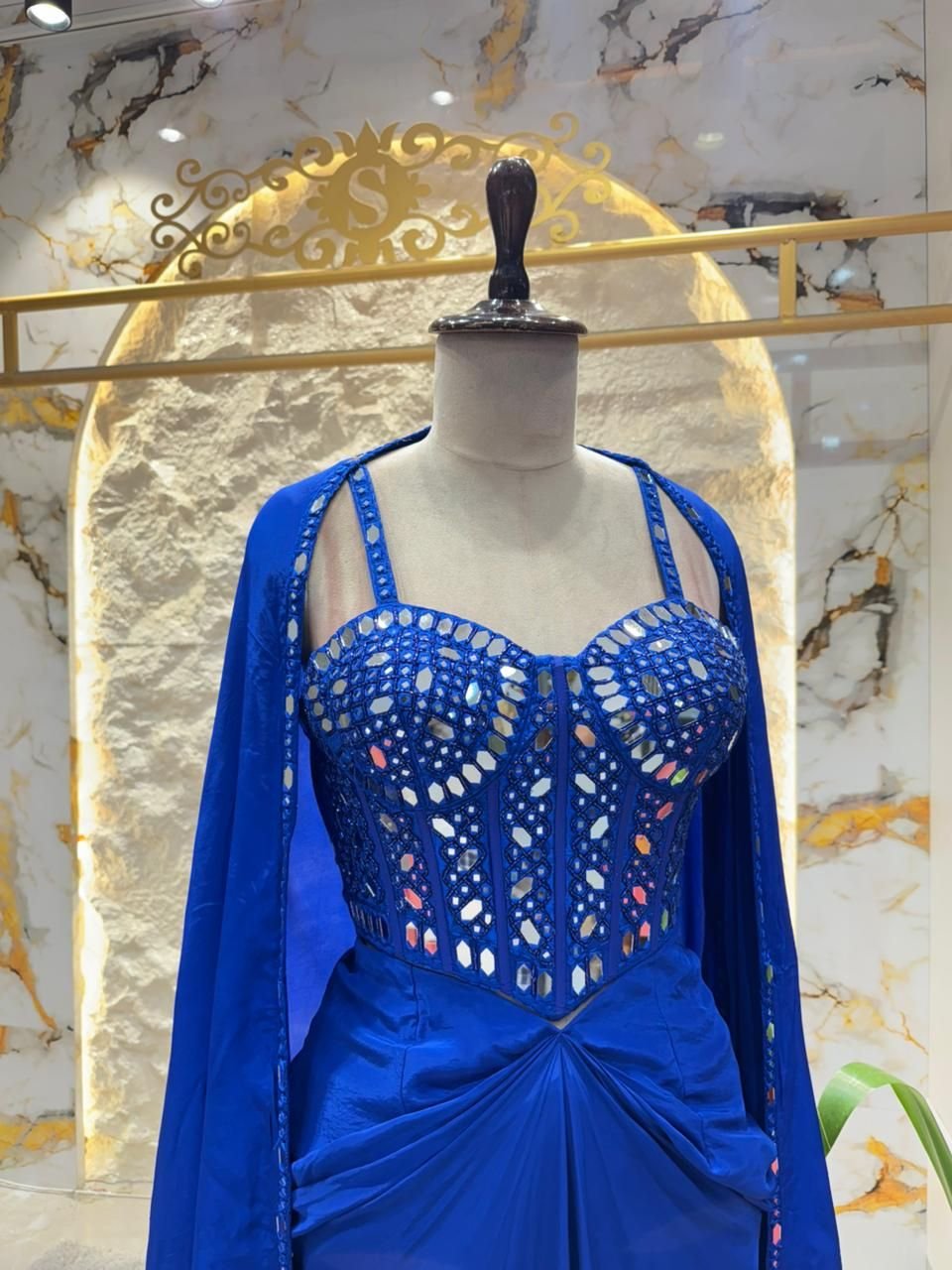 "ROYALE SAPPHIRE MIRROR WORK INDO- WESTERN"SDS image 2