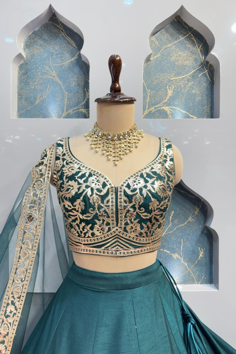 "EMERALD HEIRLOOM LEHENGA" image 1